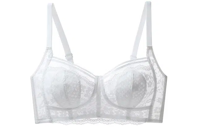 二三二三 款聚拢收副乳防下垂无钢圈蕾丝文胸 女款 白色