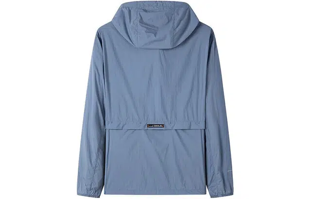 探路者 纯色连帽透气舒适宽松 透气防水防紫外线防晒服 男款 复古蓝