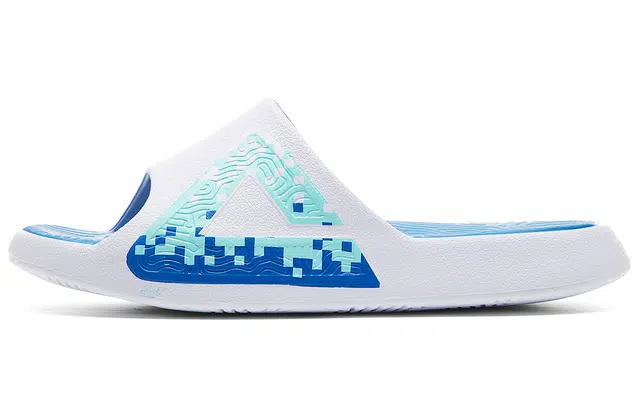 匹克 国创系列 像素四象 白虎 潮流休闲出街百搭一字拖鞋 男款 大白青春蓝