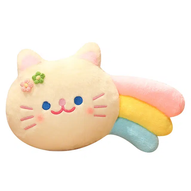 安之静雅 彩虹小花猫小兔抱枕 布娃娃 玩偶 毛绒公仔