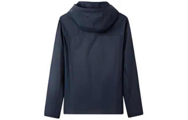 探路者 纯色连帽拉链透气舒适 超轻透气防紫外线防晒服 男款 蓝岩黑