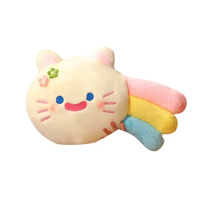 安之静雅 彩虹小花猫小兔抱枕 布娃娃 玩偶 毛绒公仔