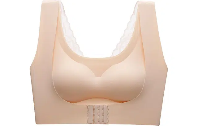 莫代尔 大胸显小胸聚拢上托防下垂全罩杯前扣文胸 女款 肤色