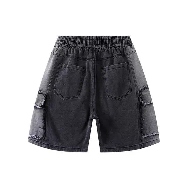 雅鹿 直筒系带纯色休闲短裤 男女同款