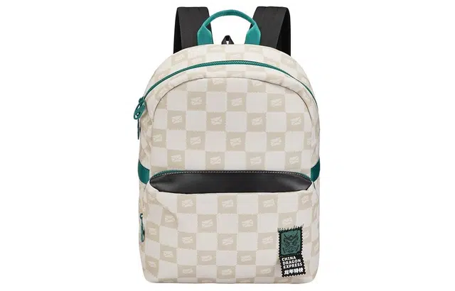 特步 生活系列 满印休闲经典百搭 织物 双肩包 男女同款情侣款 浅卡基/黑色