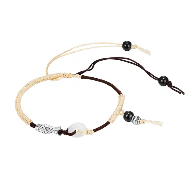 迷颂玛 新中式上岸学业锦鲤手饰民族风古风手工编织平安扣首饰 复古简约百搭小众设计手绳 合金 手链 男女同款情侣款 精美礼盒礼品