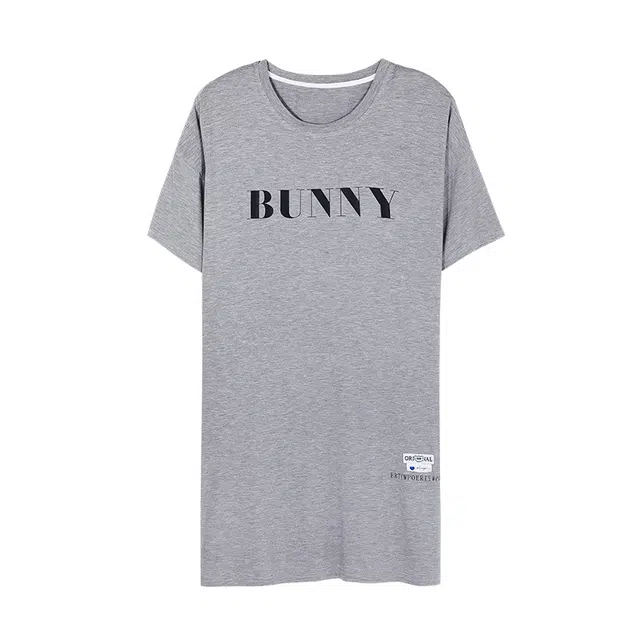 睦隆世家 亲肤舒适圆领短袖可居家可外穿柔软亲肤连衣裙睡裙 女款 石板灰