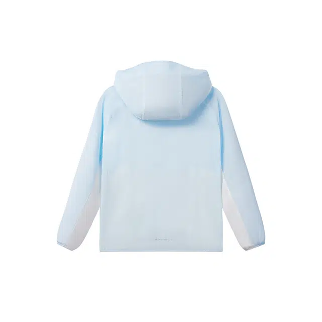 儿童款 安踏儿童 小光甲 撞色拼接长袖连帽防晒服 遥望蓝