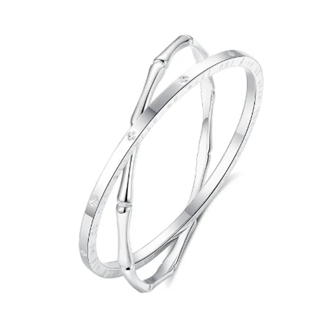 阡陌 四叶草竹节 双手环设计 新中式国风复古高级感 森系轻奢小众时尚 合金 手镯 女款