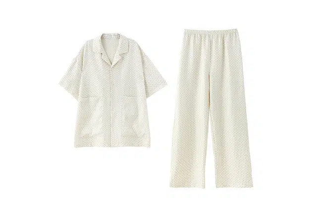 俏薇妮 简约高级感软棉短袖条纹休闲长裤睡衣套装 男款 杏色