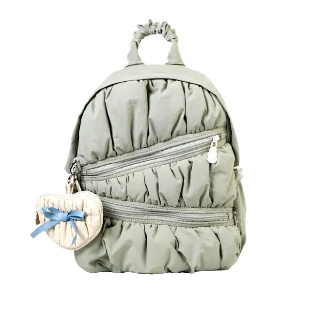 萝拉原创 轻便简约大容量 涤纶 双肩包 小号 女款 银色/奶白色/黑色/绿色