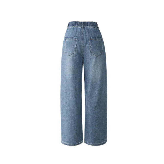 娅丽达 纯色简约时尚直筒牛仔裤 女款 蓝色