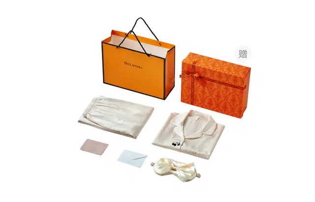 俏薇妮 带胸垫防凸点长袖休闲长裤可外穿睡衣套装 女款 米白色