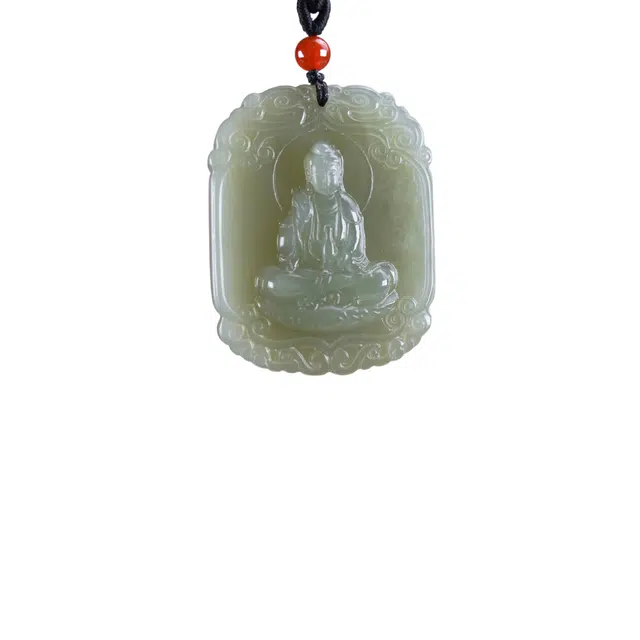 舒杰 国潮古风普渡众生观音菩萨吊坠 和田玉  男女同款