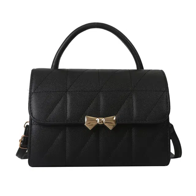 草丛喵喵喵 百搭蝴蝶结简约手提洋气休闲小方包时尚小众纯色设计高级质感单肩斜挎包 小号 女款 黑色/白色/卡其色