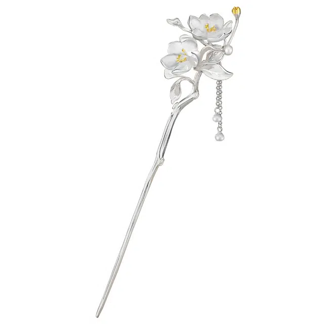 妖娆猫 新中式海棠花古风高级感流苏步摇发钗簪子头饰中国风汉服马面裙盘发发饰 发簪 女款