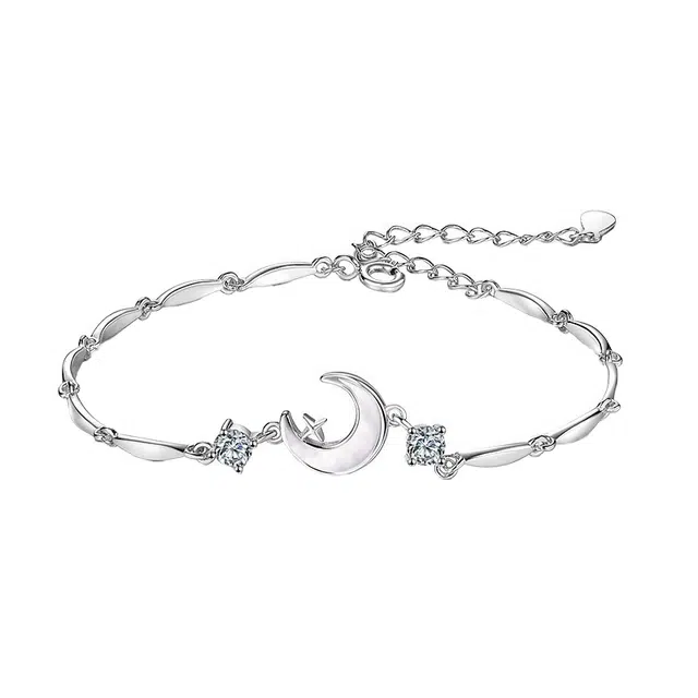 希遇 月亮手链精致简约百搭气质小众设计轻奢高级感摘星揽月手饰品 合金 手链 女款