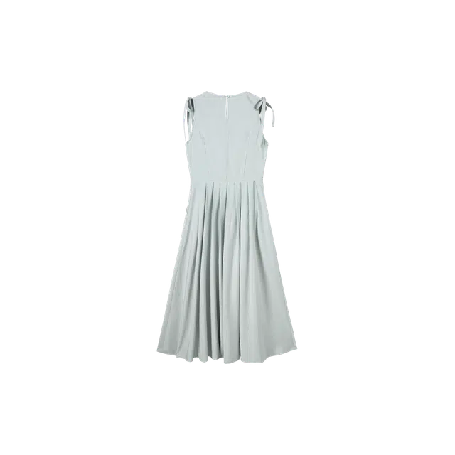 对白 浪漫百褶背心连衣裙女年夏季设计感系带显瘦无袖长裙