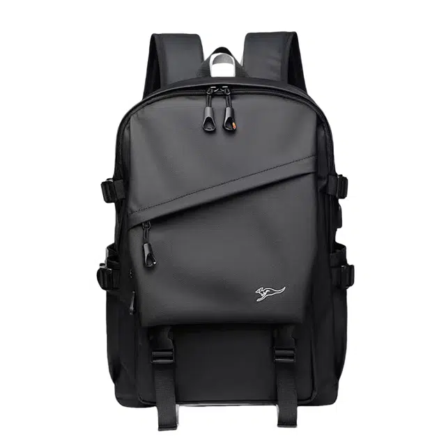 度森袋鼠 大容量旅行休闲百搭高中大学生 牛津布 双肩包 常规 男款 黑色/灰色