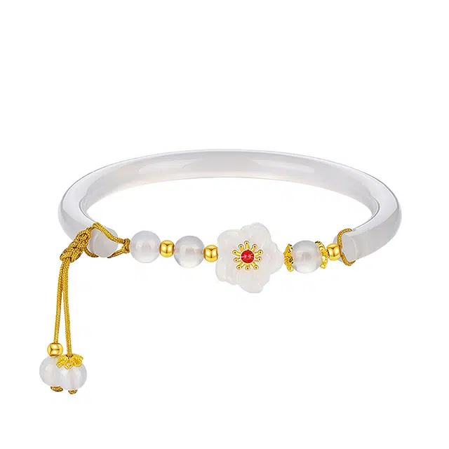 醉倾城 新中式国风设计 桃你欢心国潮 复古时尚典雅 玉髓 手镯 女款