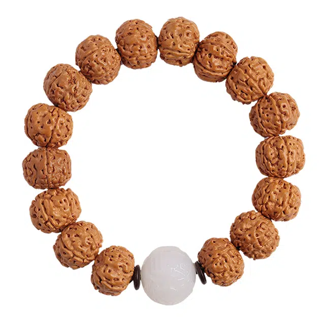 月印百川 新中式复古佛珠手饰  和田玉仿古纹白虎转运念珠 金刚菩提 手串 男女同款情侣款 礼盒装