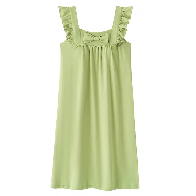 帕兰朵 方领简约舒适纯色无袖睡裙 女款 绿色