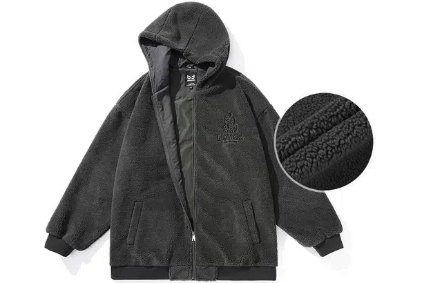 bt Simple Monster Letter Embroidered Fleece Hoodie Jacket