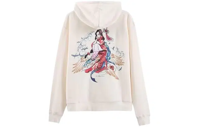 鬼洗 连帽拉链朱鹭绣印花卫衣 女款