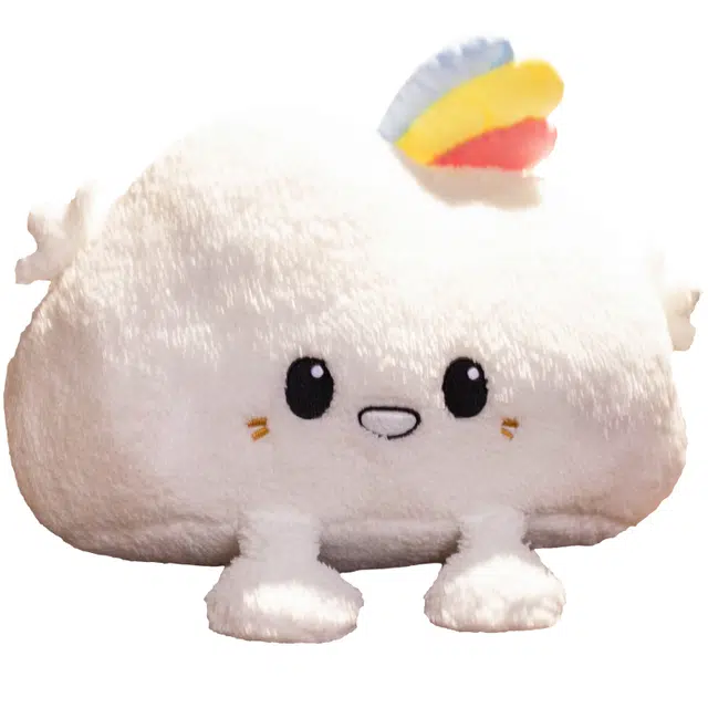 狐狸仙 彩虹云朵抱枕 可爱靠枕 玩偶 毛绒公仔