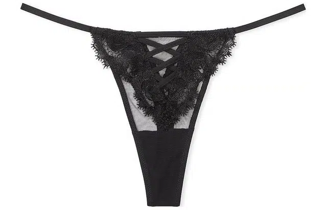 Victoria's Secret DREAM ANGELS Boho Floral Thong PantyBlack 1