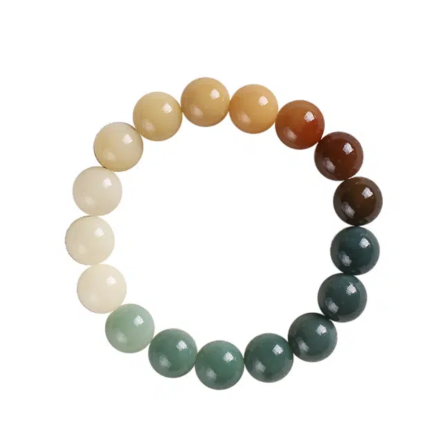 岁月静好 新中式 国潮复古民族风文艺古风黄绿渐变色 手上盘玩 绕指柔 菩提根 手串 男女同款情侣款