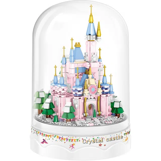 哲高积木 创意系列 水晶城堡飘雪音乐盒 发声 积木 礼物送男朋友女朋友