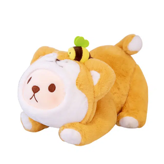 狐狸仙 可爱秋田犬狗狗 趴姿呆萌小狗 玩偶 毛绒公仔