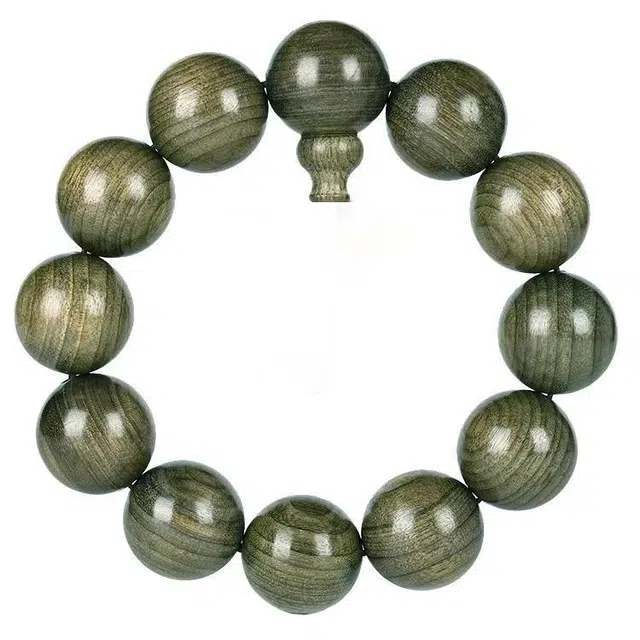 七小匠 招财转运金丝檀 缅甸花梨阴沉木单圈 文艺民族风创意复古中式国潮小众设计师念珠 绿檀 木作手串 男女同款情侣款 绿檀