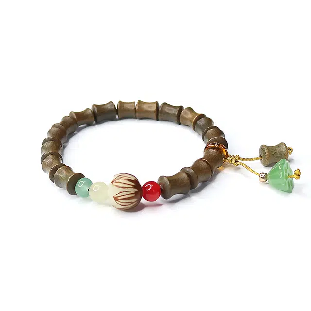 宝罗拉 文玩 竹节 木作 手串 男女同款情侣款 绿檀