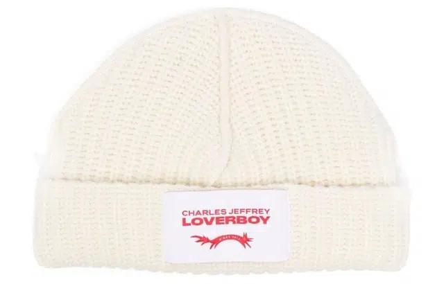 Charles Jeffrey Logo Beanie White
