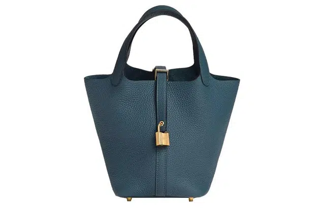 HERMES Picotin Lock 18 Clemence 7P Bleu De Prusse