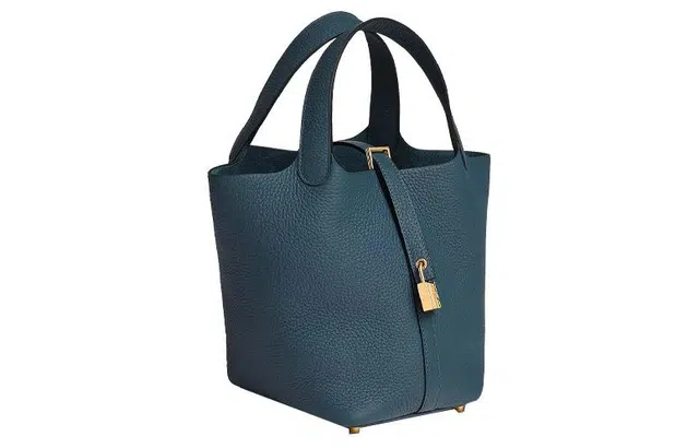 HERMES Picotin Lock 18 Clemence 7P Bleu De Prusse