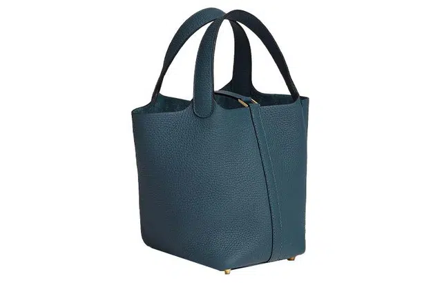 HERMES Picotin Lock 18 Clemence 7P Bleu De Prusse
