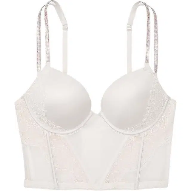 Victoria's Secret Very Sexy Double Shine Strap Push-Up Corset Top Coconut White