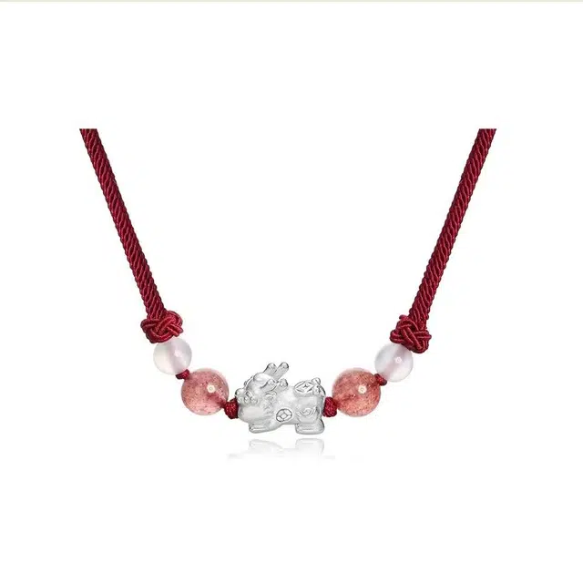 金瑞邦 国潮新中式 招财貔貅 吞金兽 复古轻奢 中国风 手工编织小众 水晶 项链 男女同款情侣款