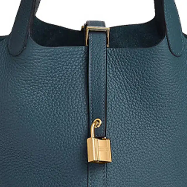 HERMES Picotin Lock 18 Clemence 7P Bleu De Prusse