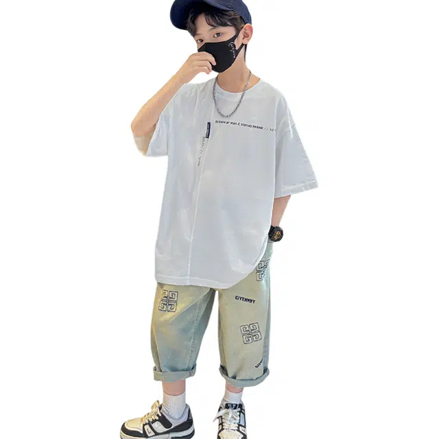 浪莎 字母印花舒适薄款轻盈休闲运动套装 儿童款