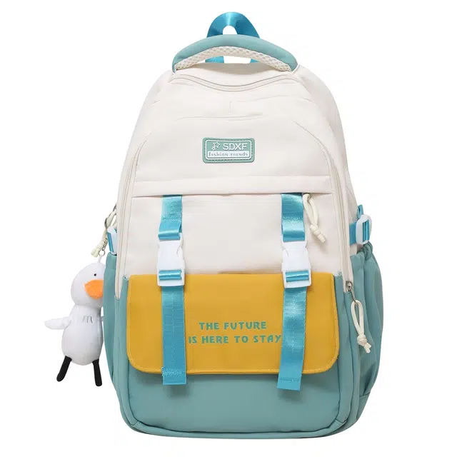 笛贝嘉 撞色小众校园风背包书包 尼龙 双肩包 男女同款情侣款