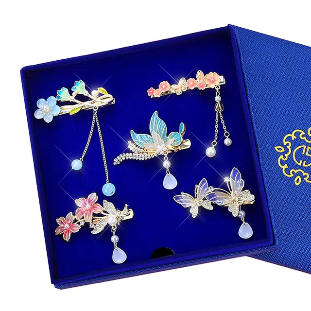 妖娆猫 一周星期发饰套装礼盒网红时尚侧边发卡女后脑勺鲨鱼夹头饰高级感创意实用儿童礼品女生 发夹 女款