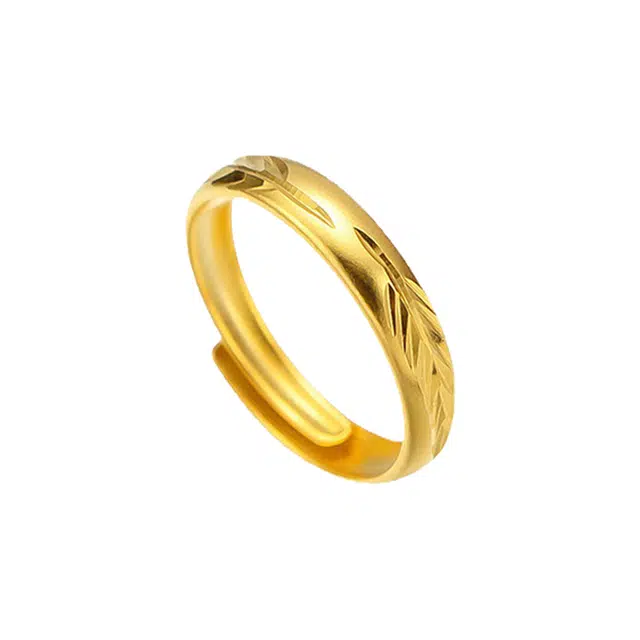 华髻 新中式雕花叶子磨砂小羽毛活口可调节高级感复古轻奢民族风大气优雅小众风 合金 戒指 女款