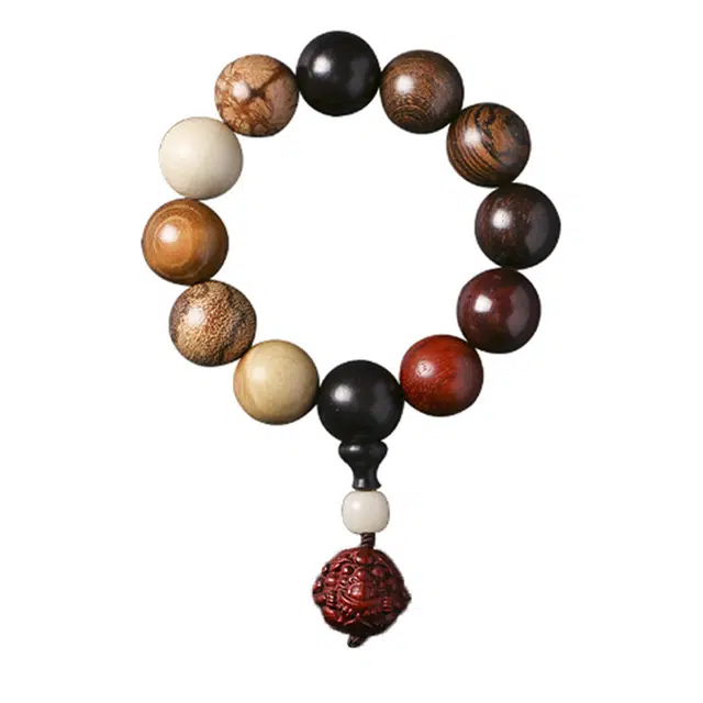 万娜 复古中式国潮风小众设计 光面精致简约单圈文玩佛珠念珠 木作 手串 女款 檀木