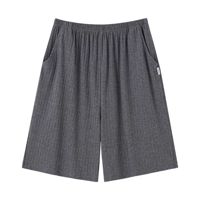 睦隆世家 舒适透气纯色短裤可外穿简约睡裤 男款 花灰