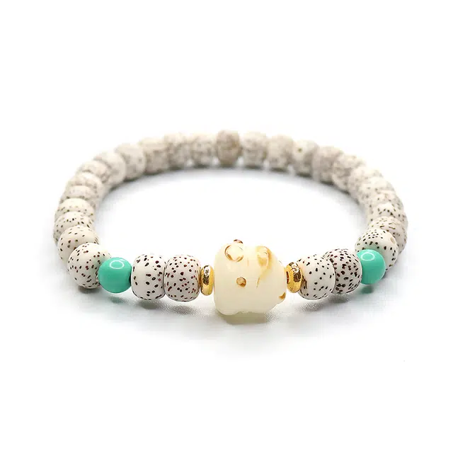 宝罗拉 文玩手串配招财猫 星月菩提菩提子/菩提籽 佛珠盘玩 男女同款情侣款