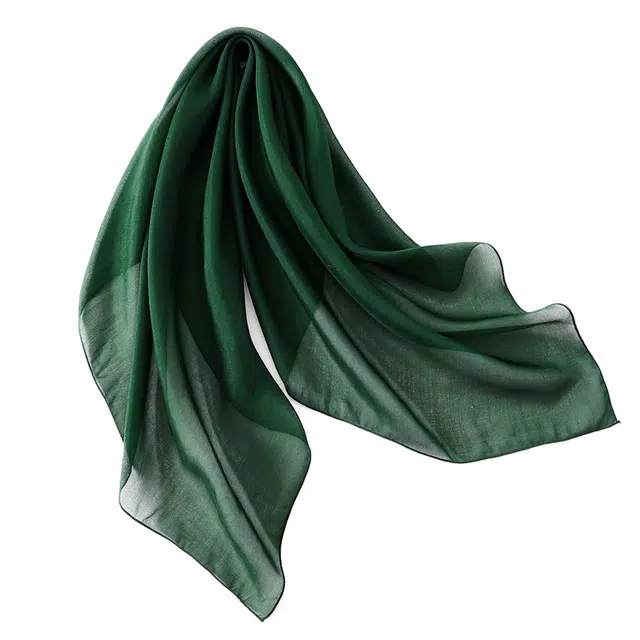 杭丝路 墨绿色小方巾纱巾护颈防晒 丝巾 女款